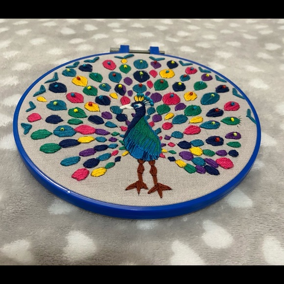 HandMade Thread Embroidery Peacock - Picture 2 of 3
